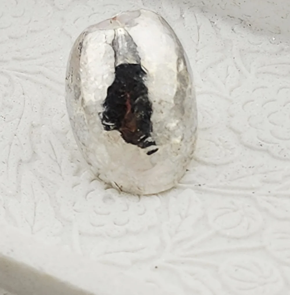 STERLING SILVER HALLOW RING HAMMERED FOR TEXTURE SINGLE RUNG BAND Sz 6.5